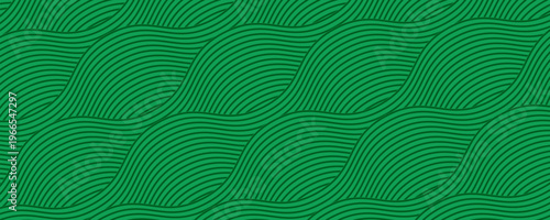 farm green banner, organic abstract background with fields. wavy green lines, natural organic products. ecology background. striped farmer green Pattern