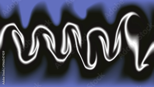 White fluid wave ribbon on black to blue gradient background with smooth curves modern abstract artistic design composition