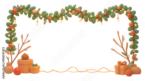 Wallpaper Mural Autumn leaves and pumpkin decorative frame with seasonal floral border design Torontodigital.ca