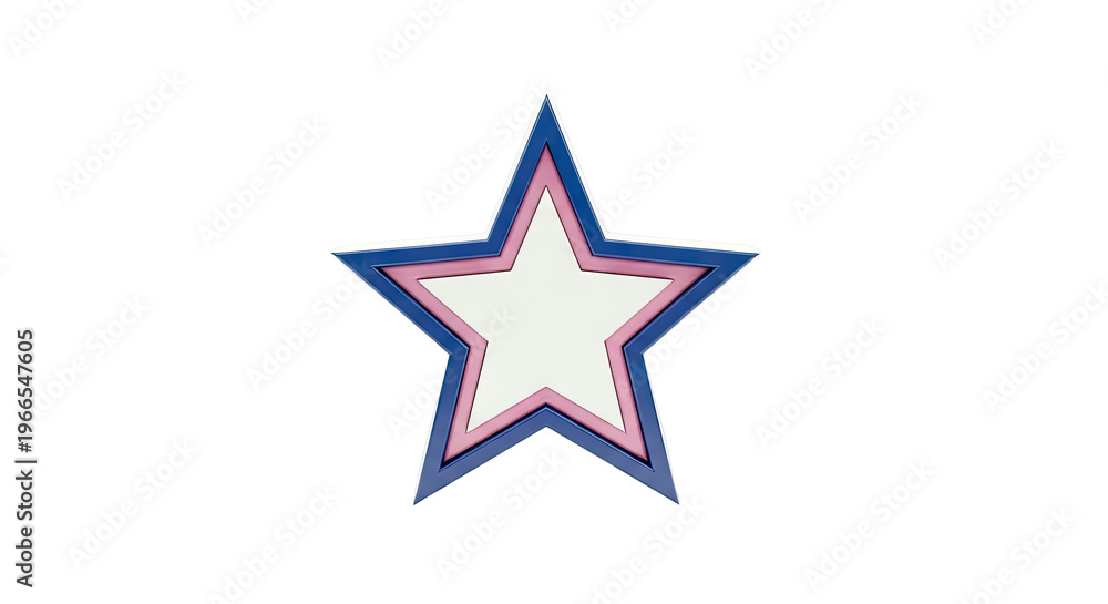 Obraz premium Three-Layered Star with Blue and Pink Edges