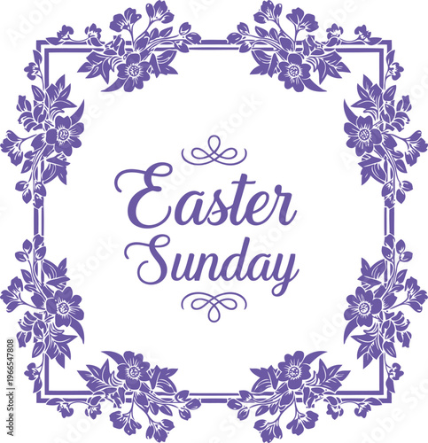 Beautiful floral easter sunday frame with elegant typography design template