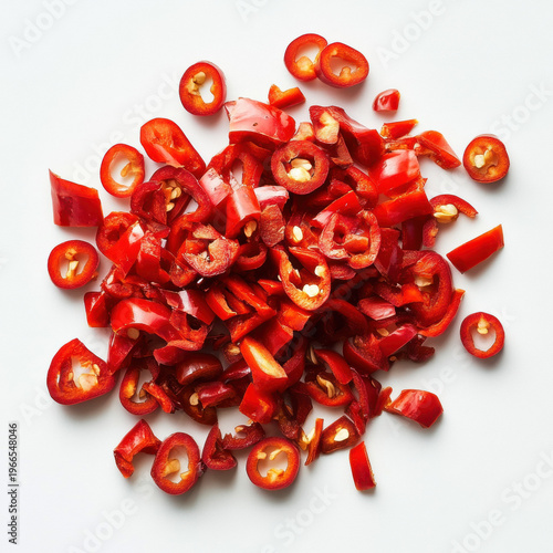 A closeup of fresh red berries and cherry tomatoes resembling red and white pills and festive decorations on a clean white background
