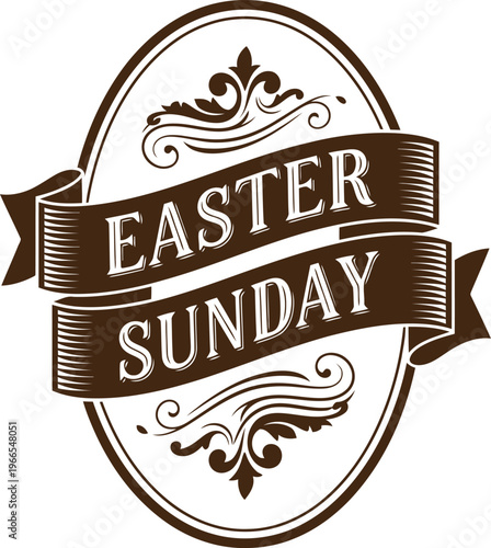 Vintage ornate easter sunday banner with decorative swirls and elegant typography