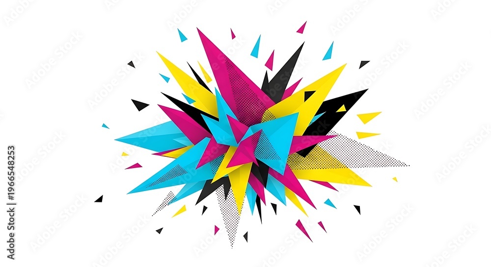 Obraz premium Explosion of colorful geometric shapes and lines