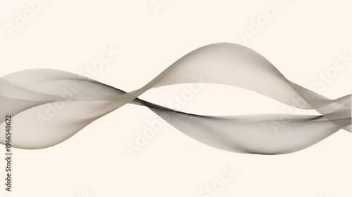 Abstract Flowing Light Gray Waves on Cream Background.