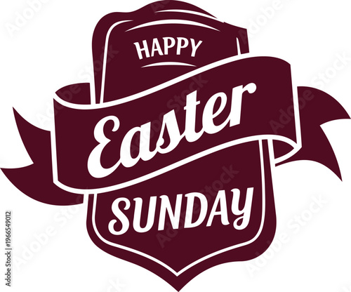 Vintage happy easter sunday banner with ribbon design for celebrations