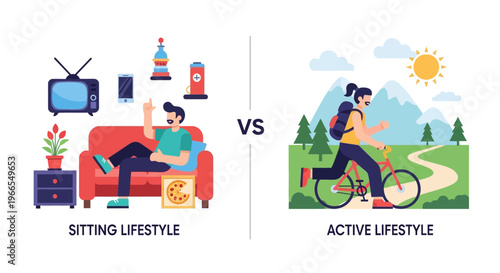 Choosing Your Path Visual Comparison of a Sedentary Indoor Lifestyle Versus a Dynamic Active Outdoor Life