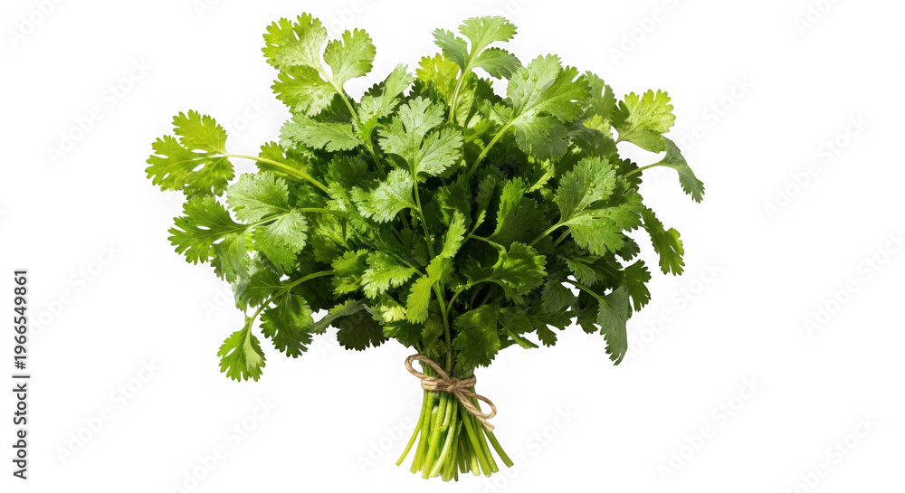 Fototapeta premium Fresh green parsley bunch with vibrant leaves isolated on transparent background