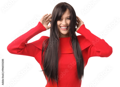 Beautiful young woman in da...