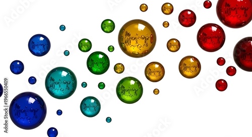 Colorful Bubble Drops Floating in Abstract Pattern