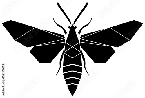 black hummingbird moth icon, simple illustration