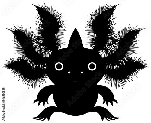 minimalist axolotl with feathery gills