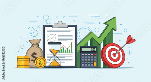 Effective time management and deadline tracking concept with a business checklist, hourglass, and office calendar.