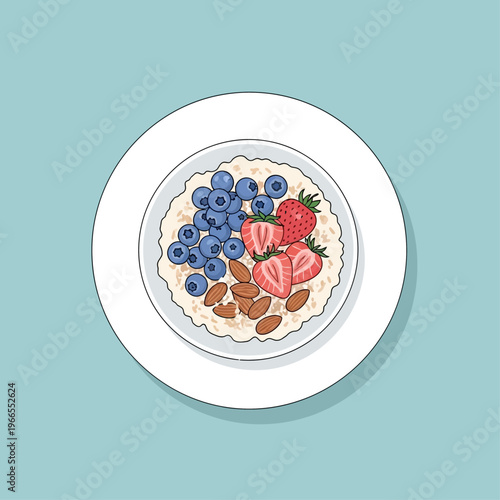 Delicious Oatmeal with Fresh Fruits and Nuts.