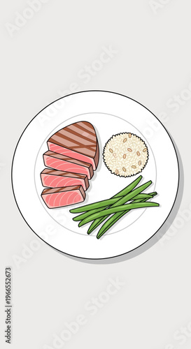 Grilled Steak with Asparagus and Horseradish.