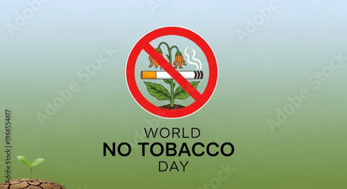 Stop smoking concept broken cigarette with flower vector illustration