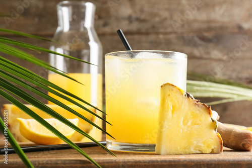 Glass of fresh pineapple ju...