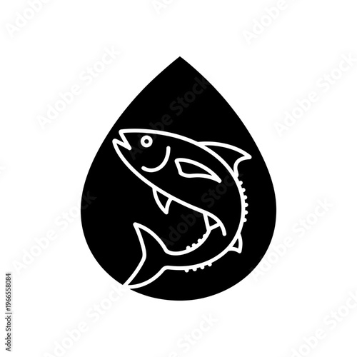 Silhouette shows fish inside a waterdrop for aquatic concept