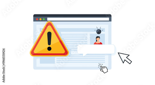 Digital security alert warning appears on a web browser screen to notify a user about potential online threats or errors.