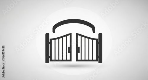Elegant Black Gate Icon with Arched Top Design.