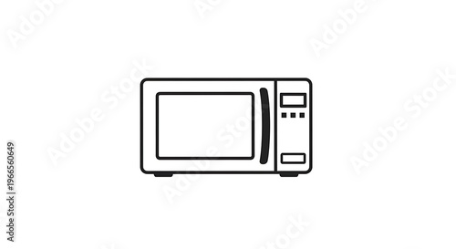 Illustration of a microwave oven with a door handle and control panel in black outline style