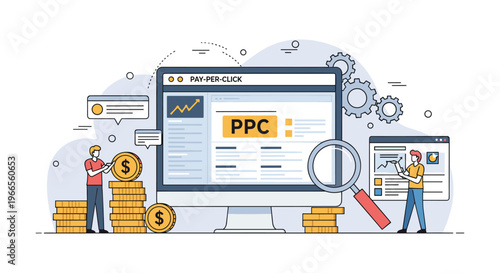 Pay per click advertising and marketing campaign management with professional team monitoring digital ads and costs.