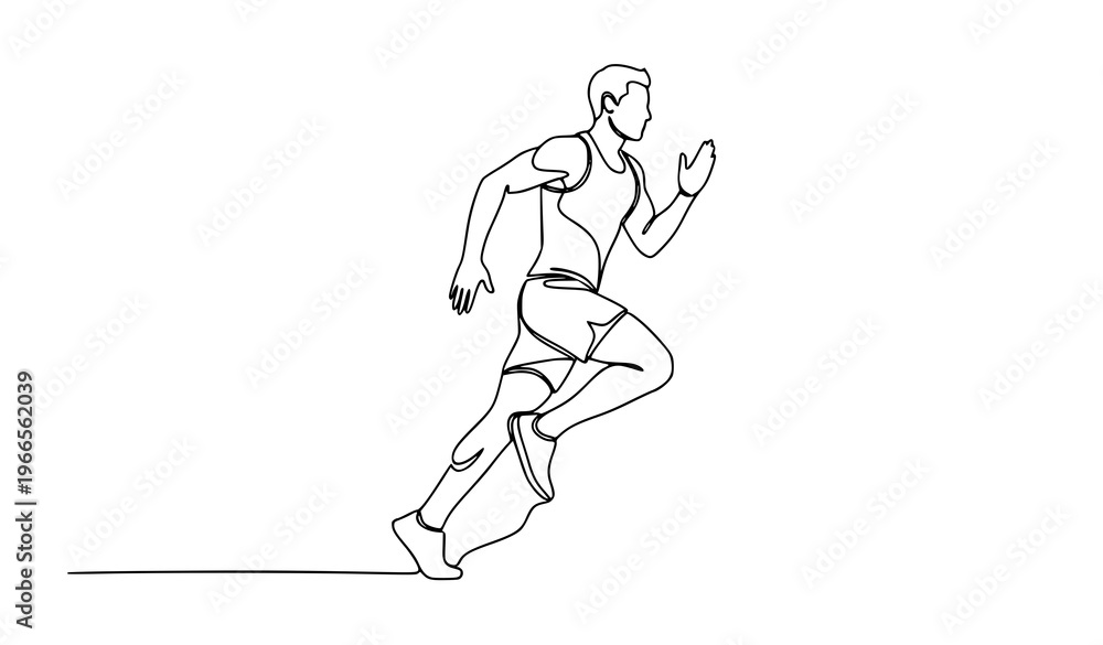 Fototapeta premium Running man line art fitness illustration