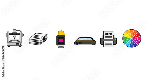 Printer Inkjet Cartridge Color Palette Office.