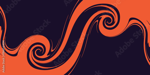 Abstract swirls of orange and black create a dynamic flowing pattern a striking silhouette high-quality
