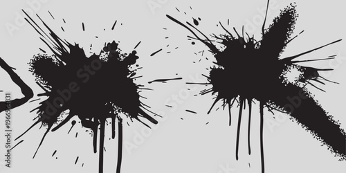 Abstract ink splashes and splatters create dynamic shapes with a striking black silhouette high-quality professional