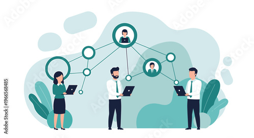 People Connected in a Network Diagram Illustration.