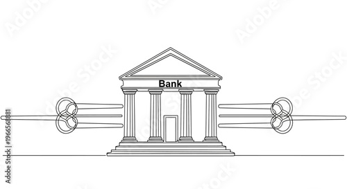 A futuristic bank building illustration with robotic arms tybvplk 60 ai