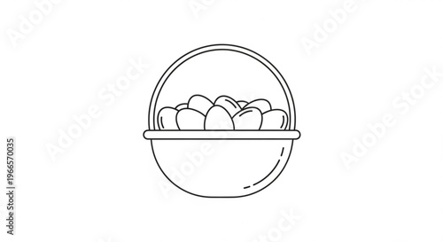Fresh mushrooms in a bowl with a lid simple line drawing minimalistic food illustration