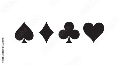Four suits of a standard deck of playing cards are displayed