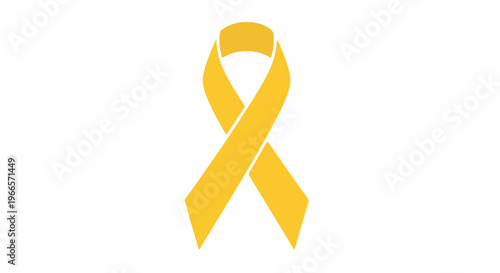 Yellow awareness ribbon vector icon, gold ribbon symbol for childhood cancer and military support, flat medical solidarity sign on white background