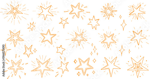 Star Vector Illustration:, star silhouette vector illustration featuring a diverse collection of stars and star like shapes,showcases solid, outlined, and dotted stars