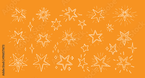 Star Vector Illustration:, star silhouette vector illustration featuring a diverse collection of stars and star like shapes,showcases solid, outlined, and dotted stars