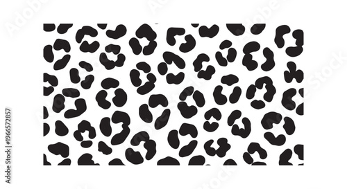A stunning black and white leopard print pattern on a rectangular shape