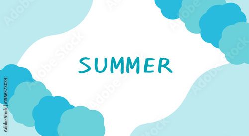 シンプルなブルーのバナーイラスト　夏バナー　夏の背景素材　抽象背景
