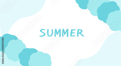 シンプルなブルーのバナーイラスト　夏バナー　夏の背景素材　抽象背景
