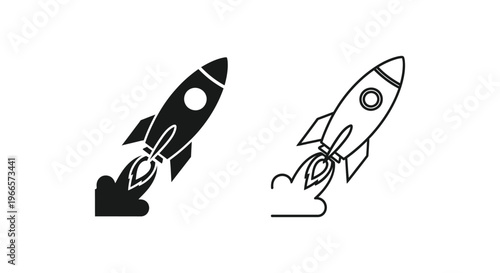Rocket Launch Icons Vector