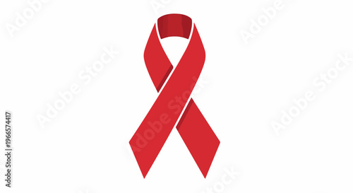 Red Awareness Ribbon Isolated on White Background Vector Illustration
