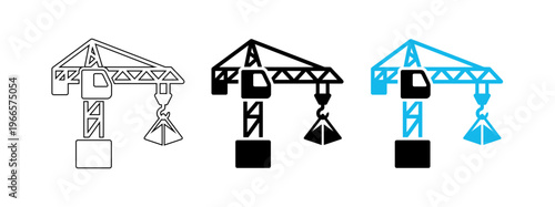 Industrial Tower Crane Vector Icons for Construction Engineering and Machinery Design