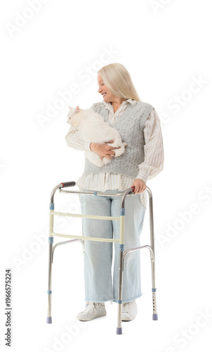 Mature woman with walker an...