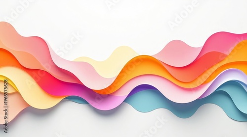 Colorful paper waves abstract pastel