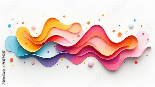 Colorful wavy paper layers with scattered dots abstract
