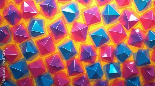 Geometric crystal shapes pink blue purple image