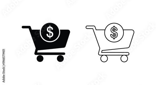 Shopping cart with dollar sign icon Vector