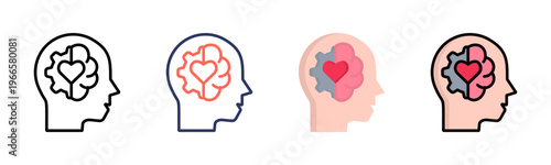Emotional Intelligence icon sheet multiple style collection