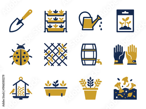 Gardening icons for urban sustainability illustration